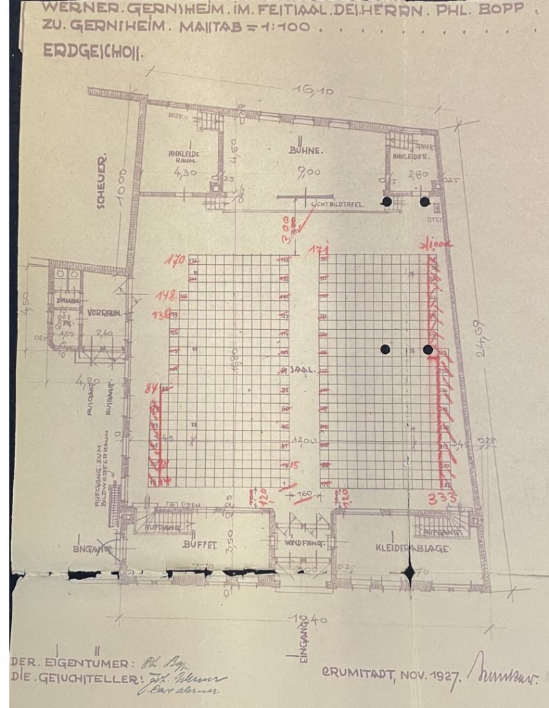 Grundriss von einem Kino 1927