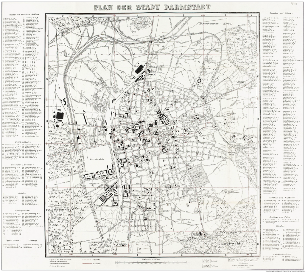 Stadtplan Darmstadt von 1912